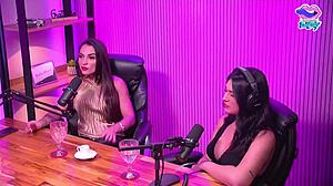 blonde girl strips naked in the studio