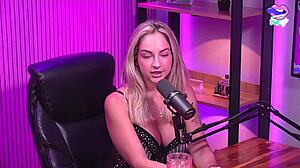blonde girl strips naked in the studio