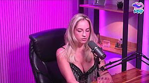 blonde girl strips naked in the studio