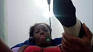 Ebony Brunette Shakes Big Ass With Dildo