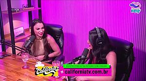 blonde girl strips naked in the studio