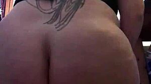 Chubby BBW friend stretches her big fat ass for huge toy. She engages in anal sex and masturbation.