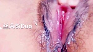Asian Slut Masturbates with Crystal Rod Close-Up