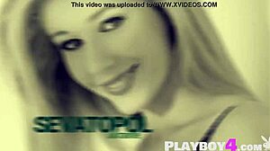 European blonde model marianna poses in lingerie before striptease