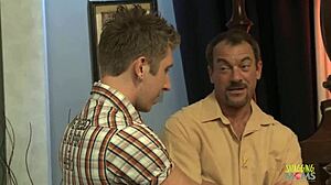 Hottie in green dress craves two dicks for pussy fucking and cum on face