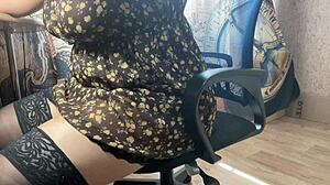 depraved stepsister begs to watch her masturbate in solo milf scene