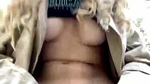 alana performs masturbation with her small tits in focus