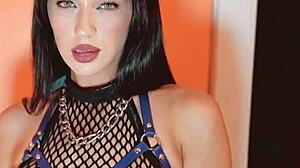 curvy milf exposes body in kitchen