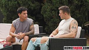 Hey, straight stepbrother learning gay sex lesson with some bareback action 😏