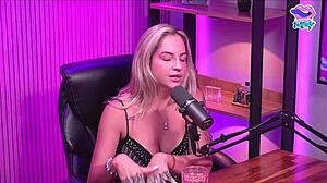 blonde girl strips naked in the studio