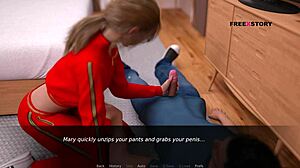 mary gives john handjob and sucks his penis till he cums in her mouth at dusklight manor.