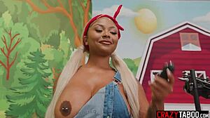 Big Tits Farmer Avery Jane Satisfies Two Horny Shemales