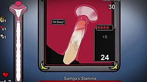 Blue haired asian uses big ass to fuck and cum in spunkstock hentai game part 2