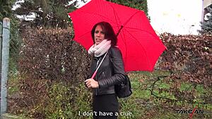 French girl joined a stranger in a van to get her pussy toasted