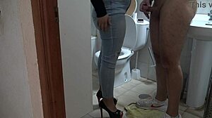 mature stepmom lets me jerk off and cum on her hairy beaver