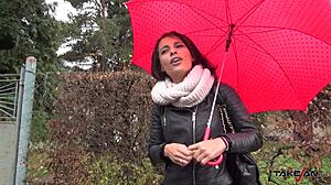 French girl joined a stranger in a van to get her pussy toasted