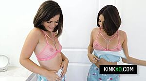 Hot stepfamily threesome with Dharma Jones and Nicole Aria.