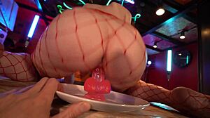 Pretty Teen Masturbates On Barstool