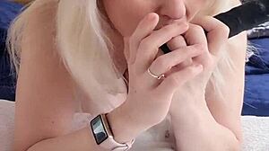 Petite Blonde Milf Rides Big Black Dildo Hard!