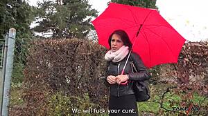 French girl joined a stranger in a van to get her pussy toasted