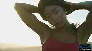 Ebony beauty strips naked!