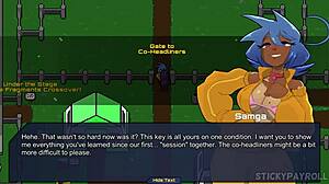 Blue haired asian uses big ass to fuck and cum in spunkstock hentai game part 2