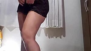 Watch Her Undress That Transparent Black Skirt And Sexy Yellow Panties For Anal Fun!