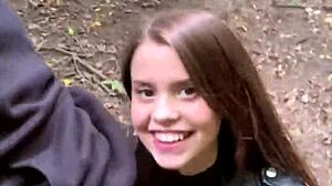 I’m lost in this horny forest adventure with a wild brunette