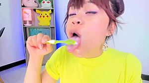 lila jordan brushes her teeth on webcam