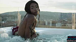 Ebony beauty strips naked!