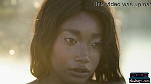 Ebony beauty strips naked!