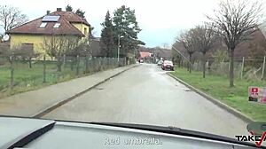 French girl joined a stranger in a van to get her pussy toasted