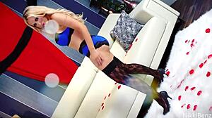 Nikki Benz Cleans Her Fingers After Solo Session.