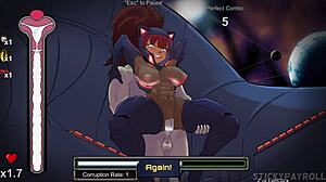 Blue haired asian uses big ass to fuck and cum in spunkstock hentai game part 2