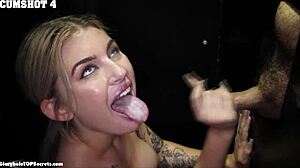 Damn, Dixie’s swallowing skills are unreal. She handles monster cocks like a pro in cum-filled action!