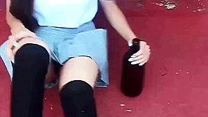 sexy latina couple fucks hidden in school, spied on by horny student