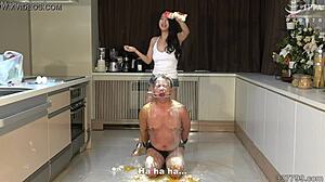 japanese femdom satomi uses slave as ashtray in kitchen
