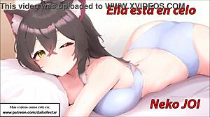 Neko girlfriend gives cat JOI with orgasms