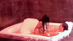 Your tits bounce in the jacuzzi as you ride my cock moaning!