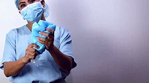 in the hospital, the nurse dominates the patient with latex gloves