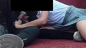 sexy latina couple fucks hidden in school, spied on by horny student