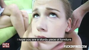 Two Horny Sluts Fucked Hard in Office Setting with Deepthroat Action