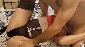 french amateur red satin bra