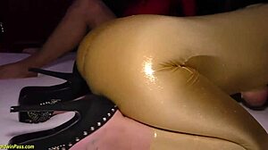 Teen In Spandex Catsuit Fucks Monster Cocks At Swingers Party