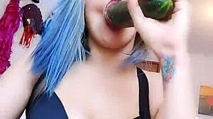 Pepina feels intense pleasure in anal with big cucumber