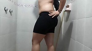 Person masturbates in the bathroom with a vibrator, part one.