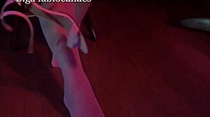 Hotwife shows off in heels and pantyhose for cuckold's foot fetish