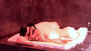 Your tits bounce in the jacuzzi as you ride my cock moaning!