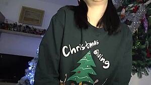 Xmas Gift from Stepsister Anna: Hot Sex and Oral Creampie.