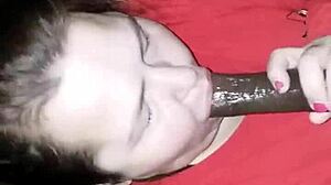 i's my first time suckin this big dick, and it's so sloppy